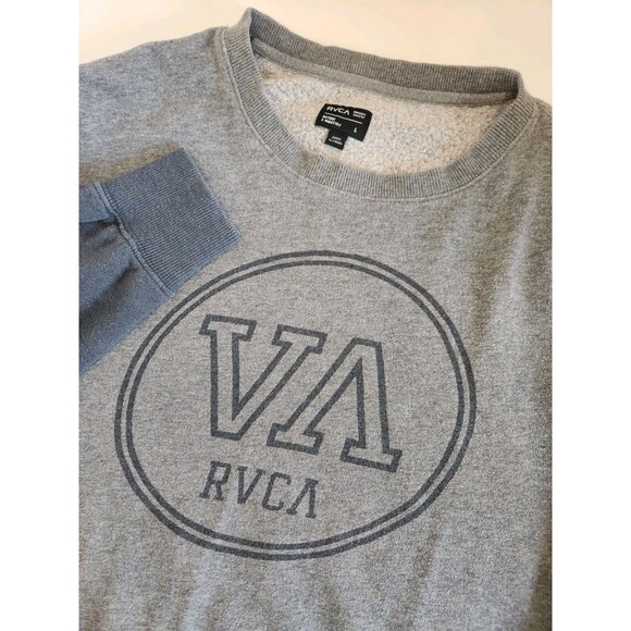 RVCA Sweatshirt Men's L Gray Long Sleeve Crewneck Pullover VA Logo Cotton Blend - Picture 1 of 5